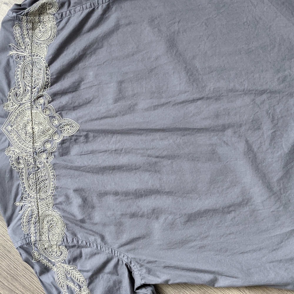 🎉HP🎉 Lucky Brand Gray Western Style Button Down Embroidered Shirt XL - Picture 12 of 14